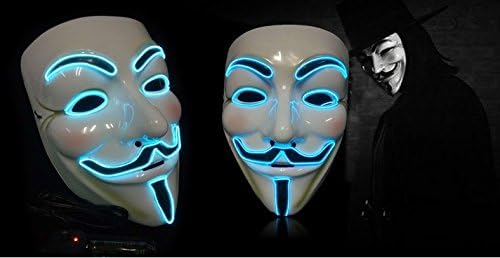 Masque LED Vendetta lumineux effet néon pour Halloween