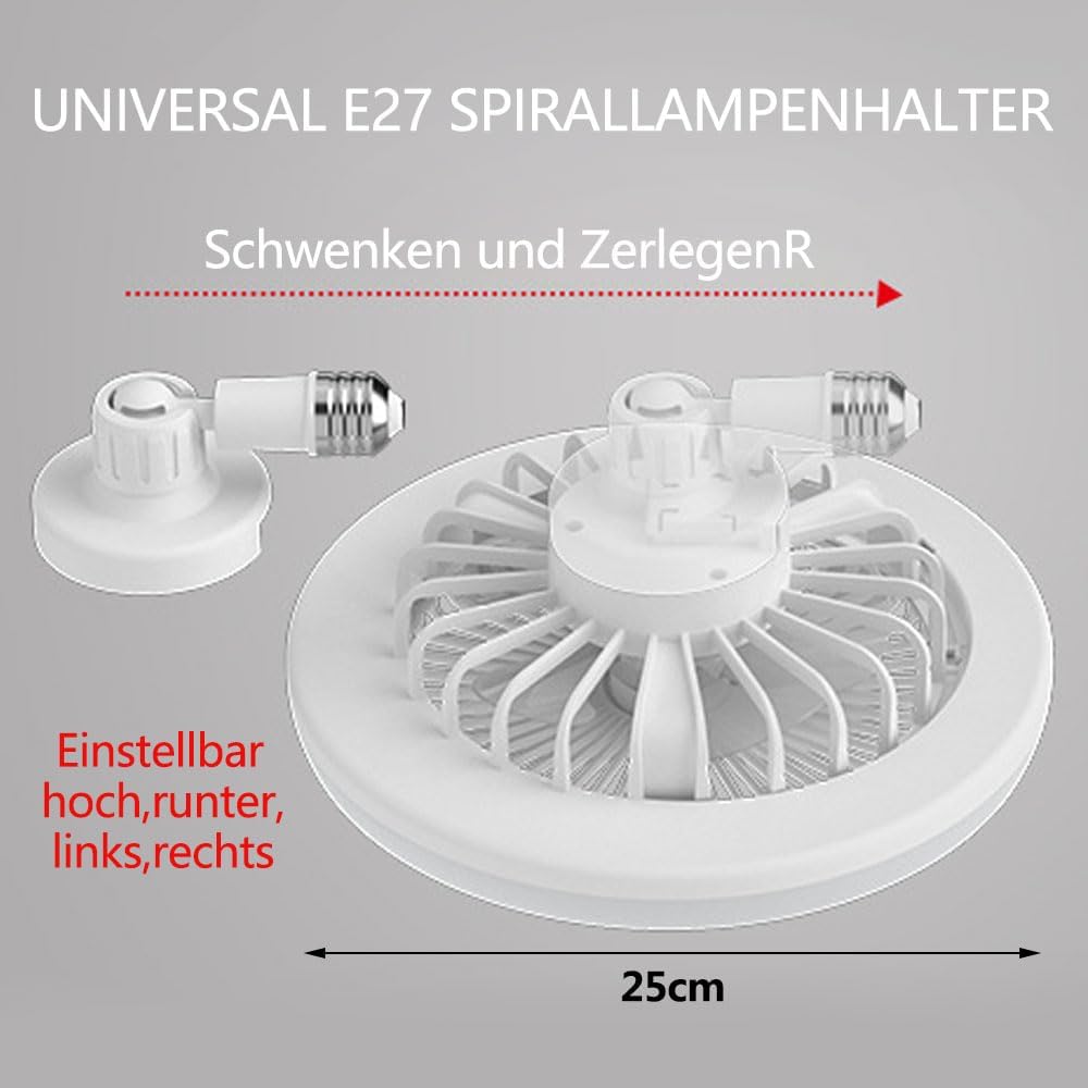 Ventilateur-plafonnier E27 – LED et télécommande