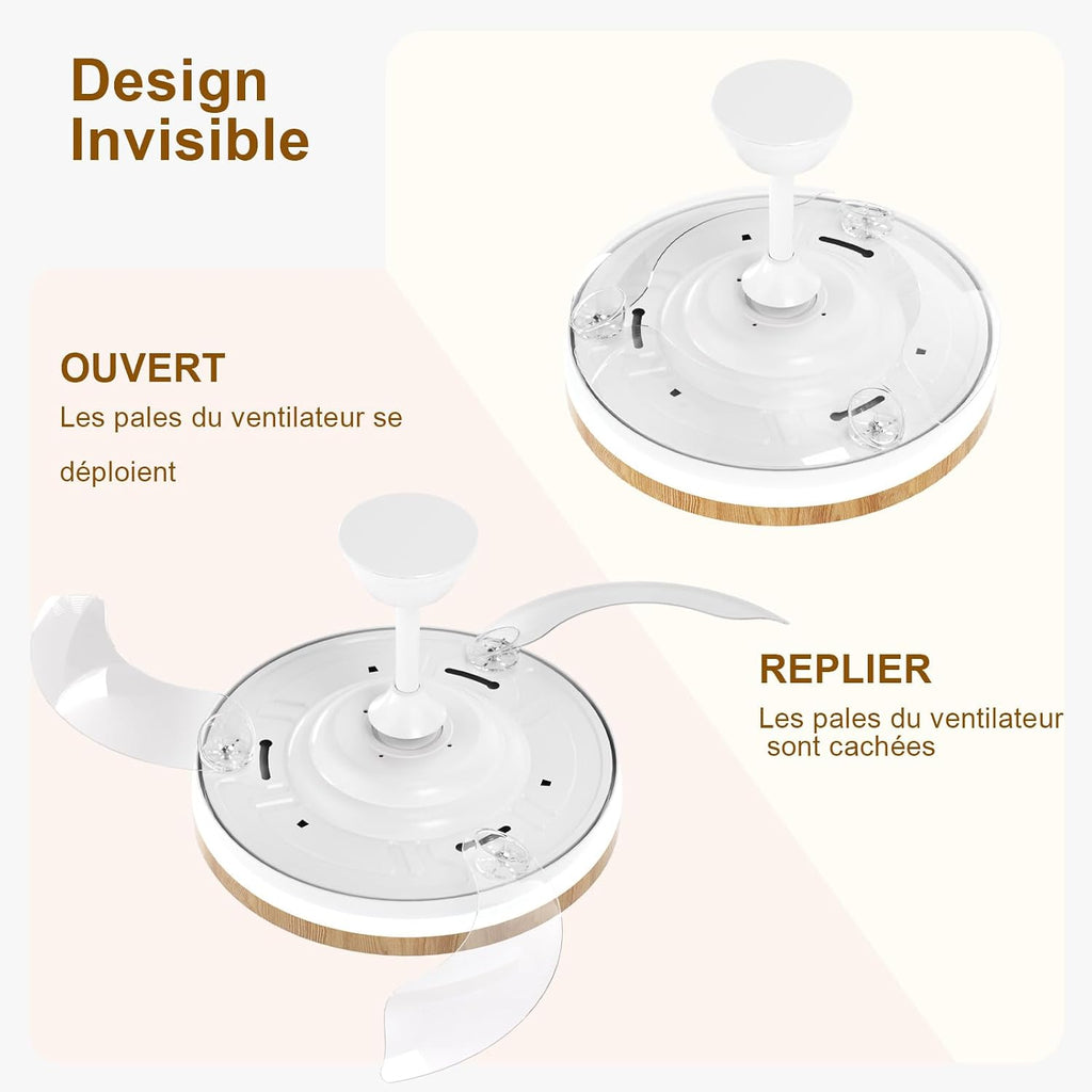 Ventilateur de plafond rétractable Mckalen – LED et télécommande