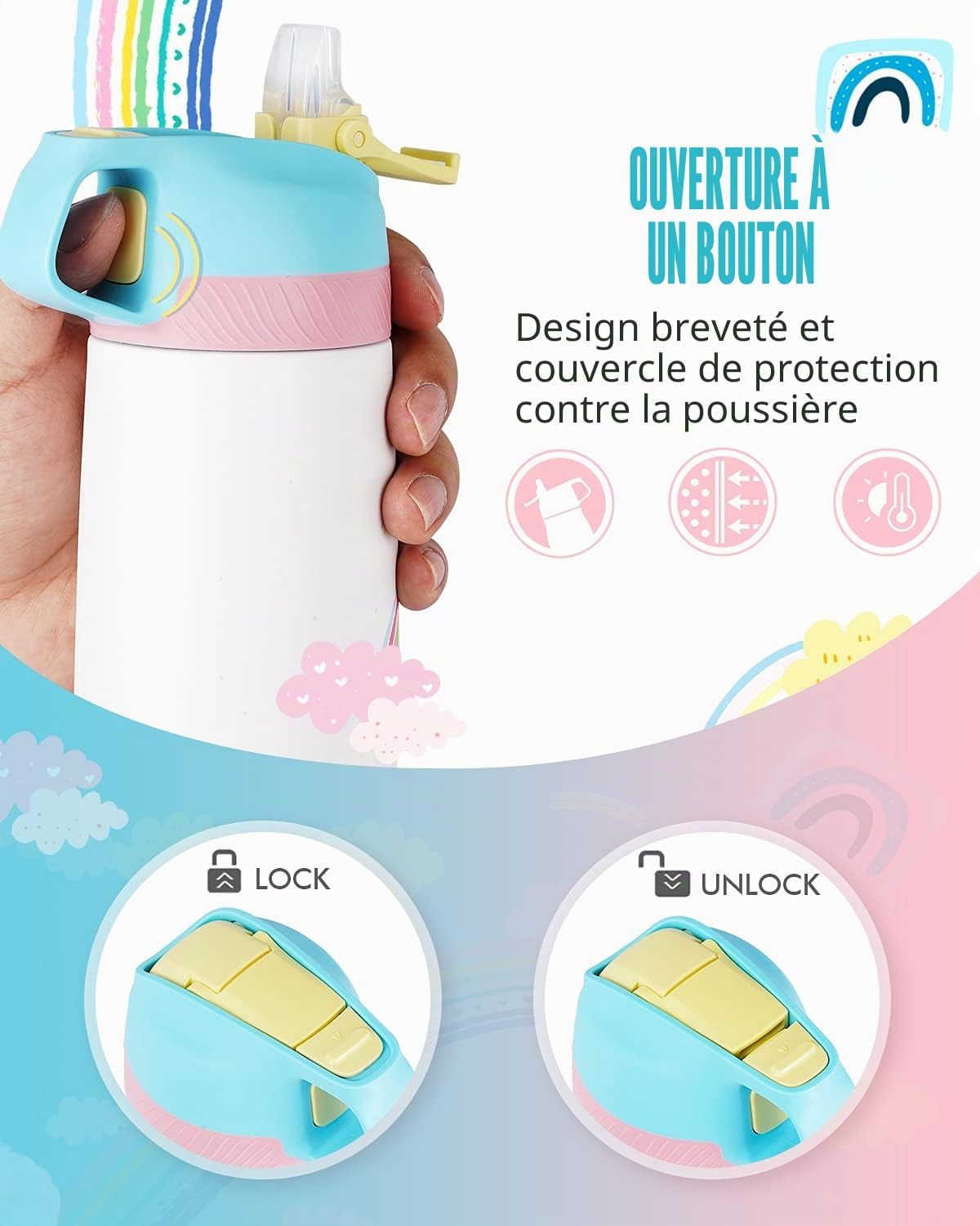 Gourde Isotherme Enfant FJbottle – Avec Paille