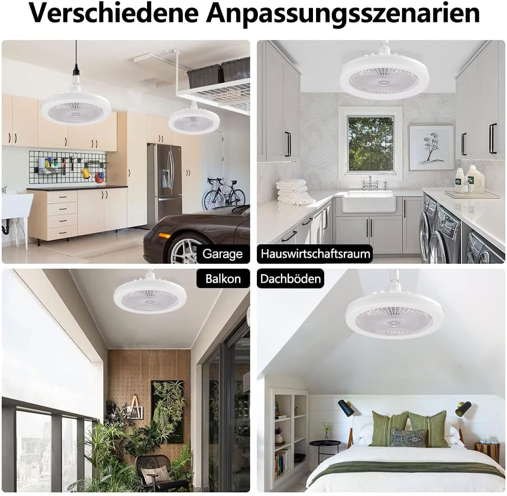 Ventilateur-plafonnier E27 – LED et télécommande