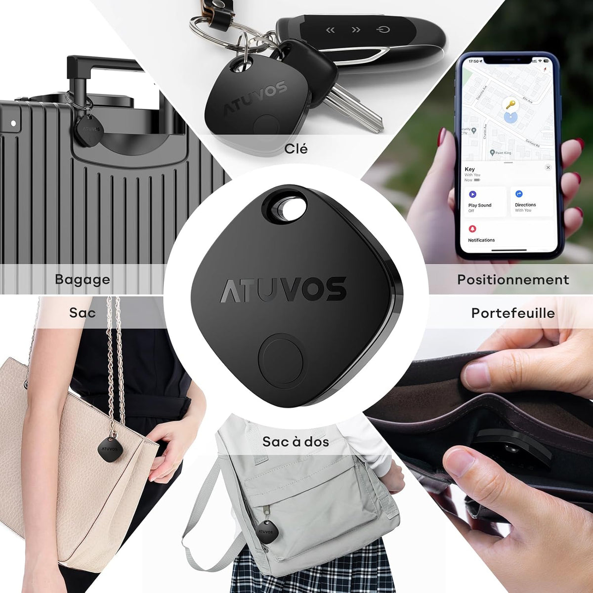ATUVOS Tag Pro – Localisateur Bluetooth (Compatible Android & iPhone)