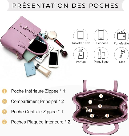 Sac à main femme VARLIVOO – Bandoulière réglable
