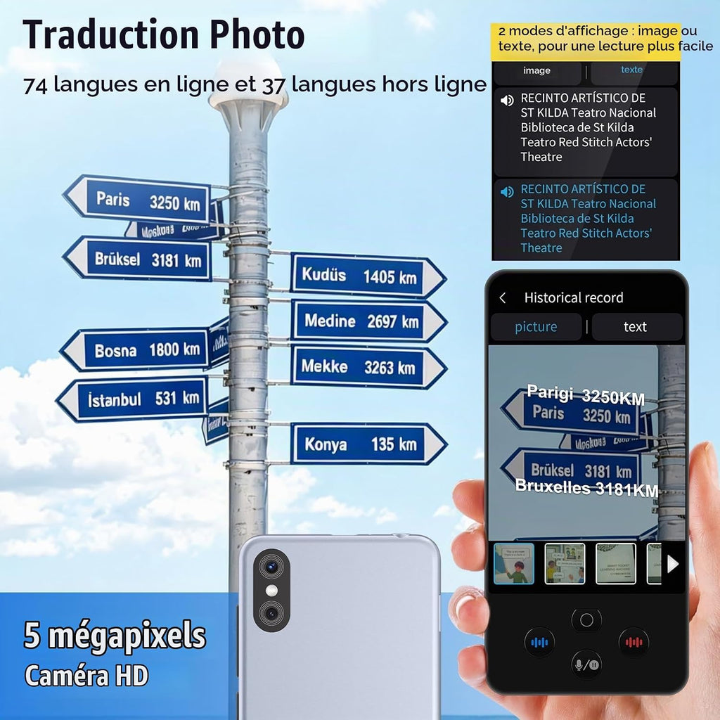 Traducteur vocal instantané QDOJC – Écran tactile