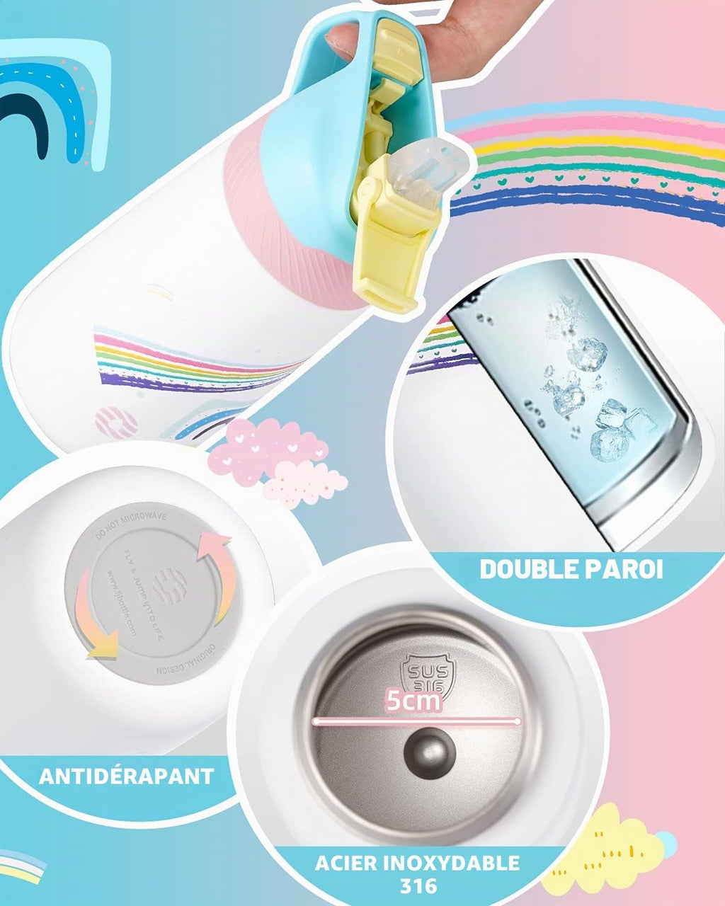 Gourde Isotherme Enfant FJbottle – Avec Paille
