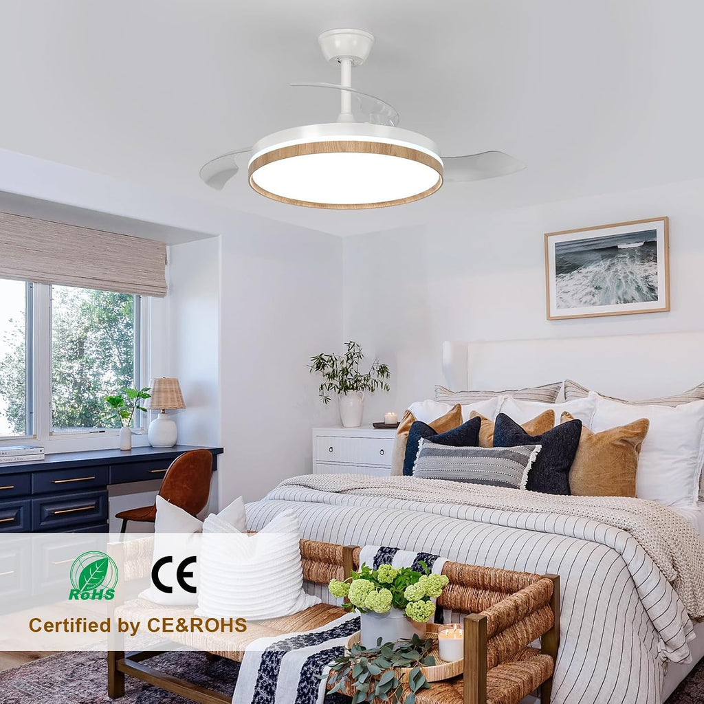 Ventilateur de plafond rétractable Mckalen – LED et télécommande