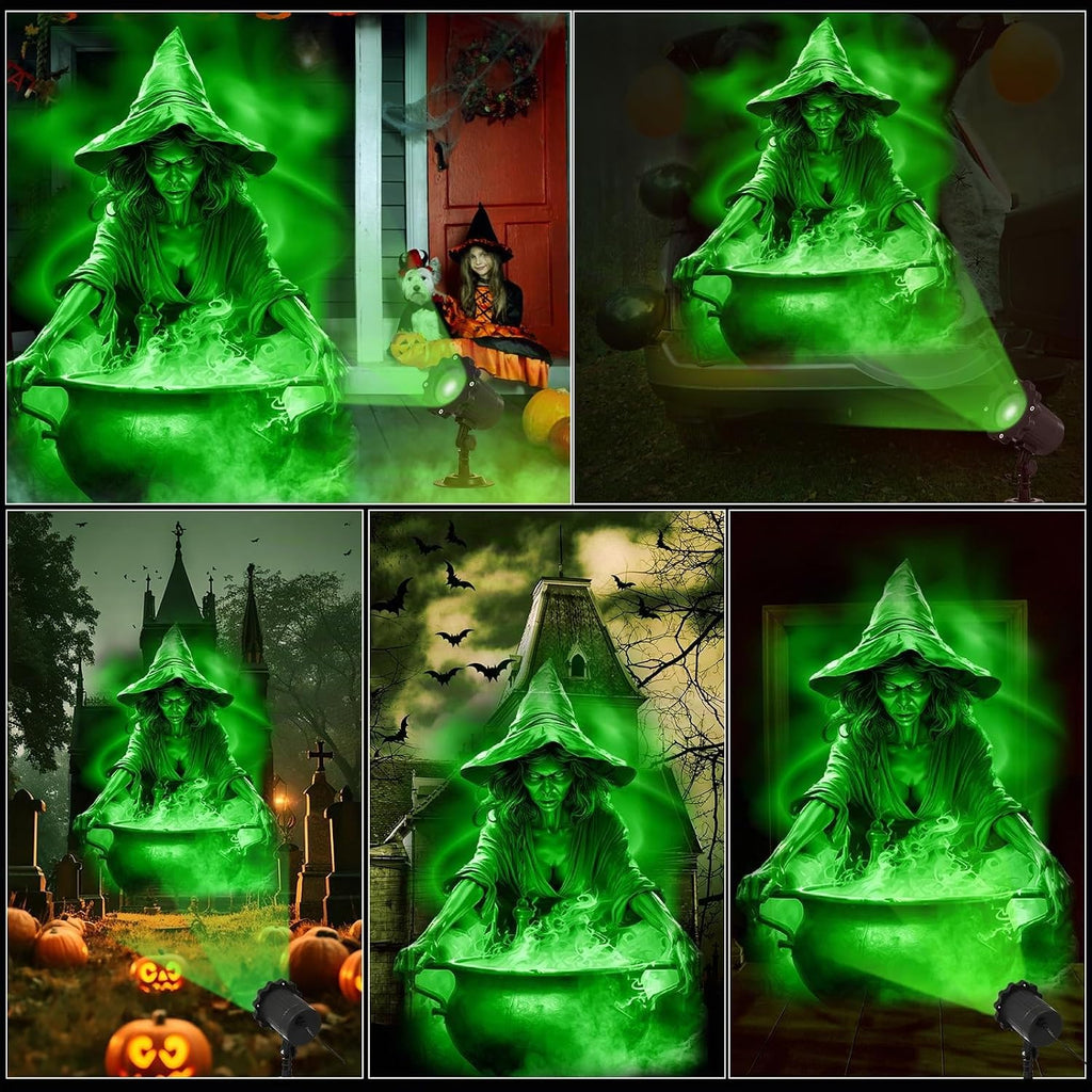 Projection holographique Halloween sur une façade de maison
