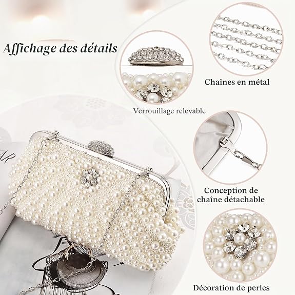 Pochette de soirée BAIGIO – Chaîne détachable