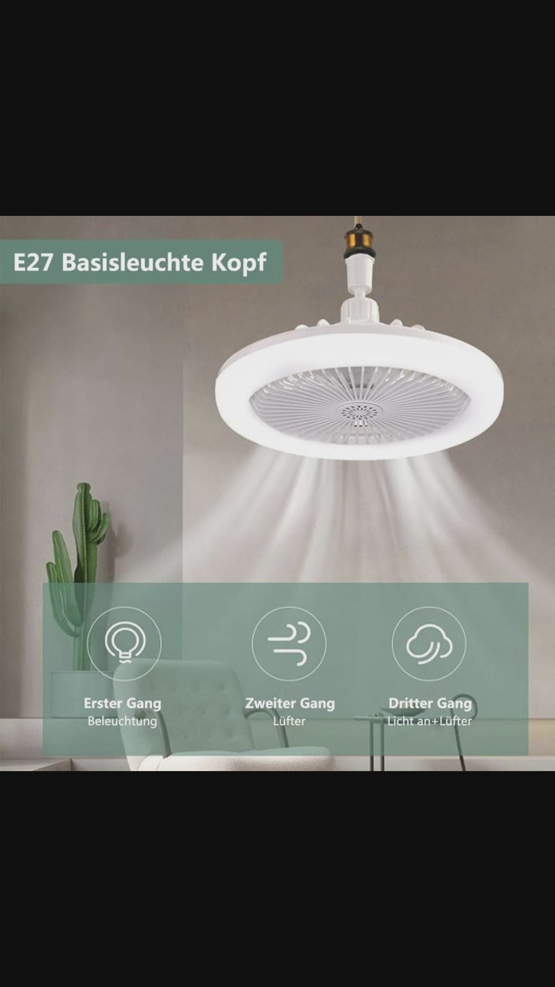 Ventilateur-plafonnier E27 – LED et télécommande
